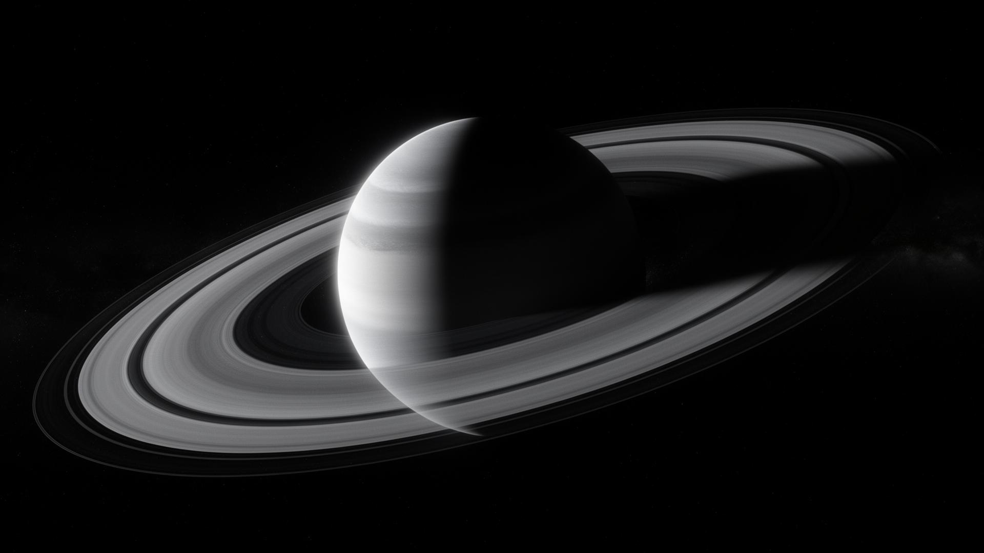 Saturn suspended in the cosmic void